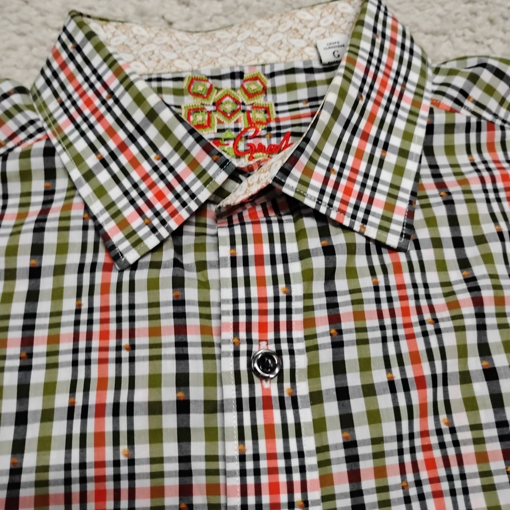 Robert Graham Shirt Mens L Multicolor Plaid Flip Cuff Party Designer Preppy